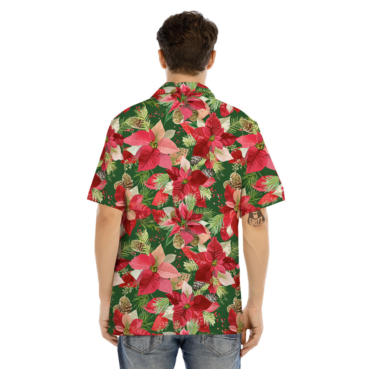 Poinsettia Christmas Vintage Print Pattern Men's Hawaiian Shirt-grizzshop