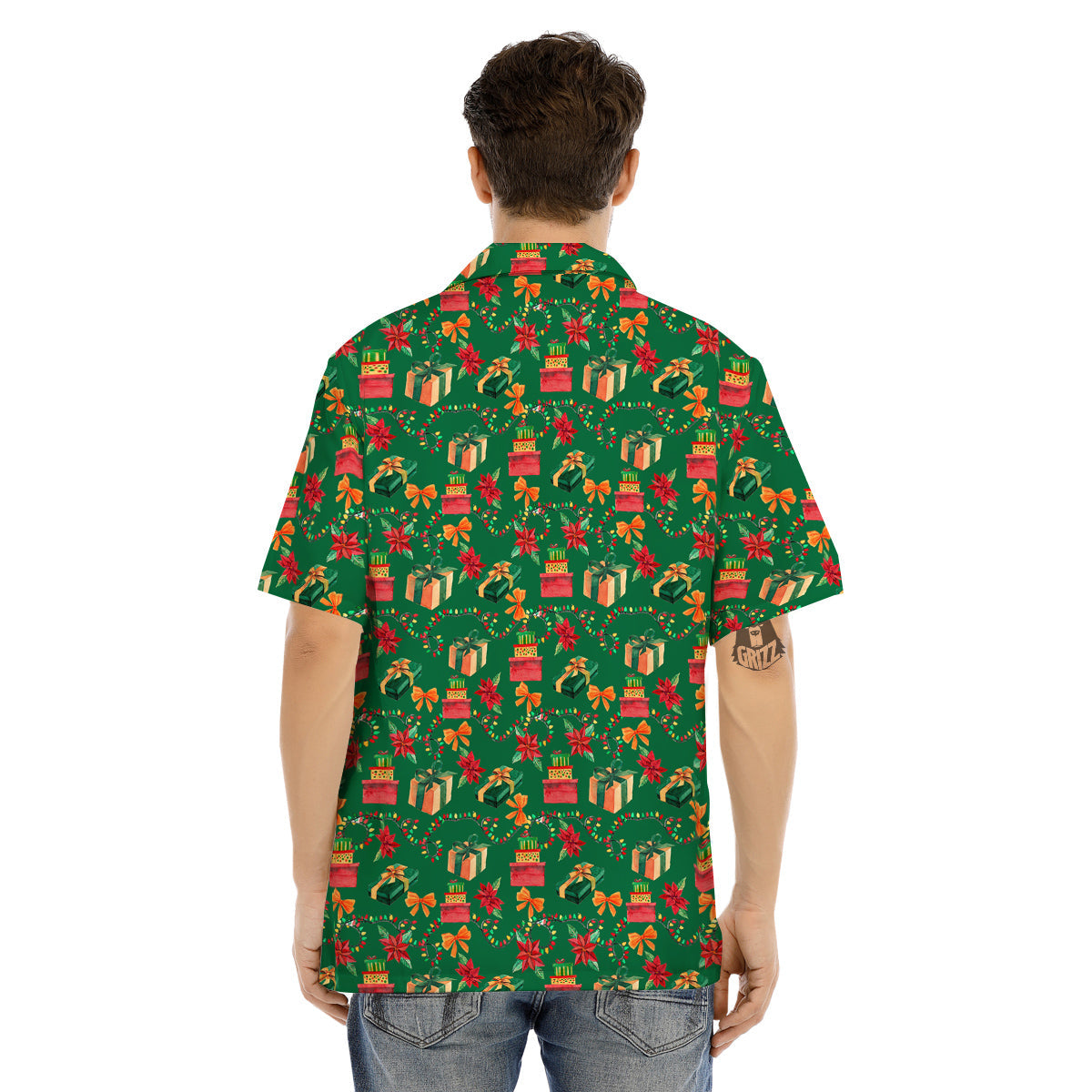 Poinsettia Cute Christmas Print Pattern Men's Hawaiian Shirt-grizzshop