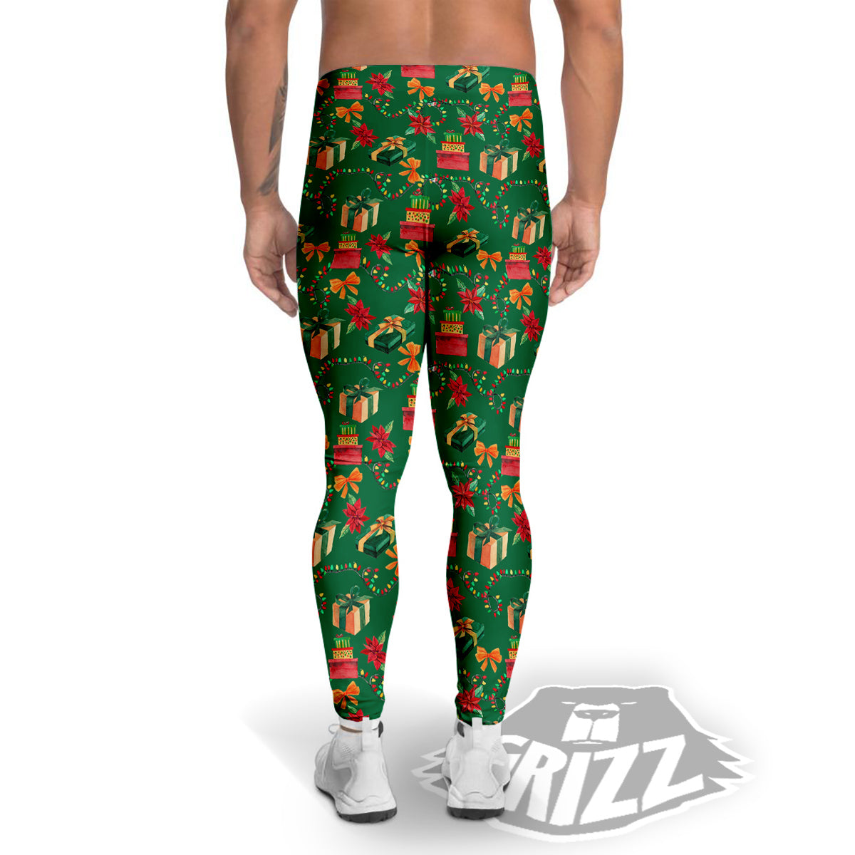 Poinsettia Cute Christmas Print Pattern Men's Leggings-grizzshop