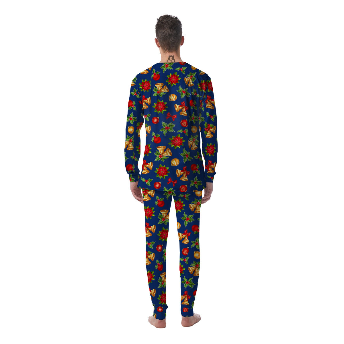 Poinsettia Merry Christmas Print Pattern Men's Pajamas-grizzshop