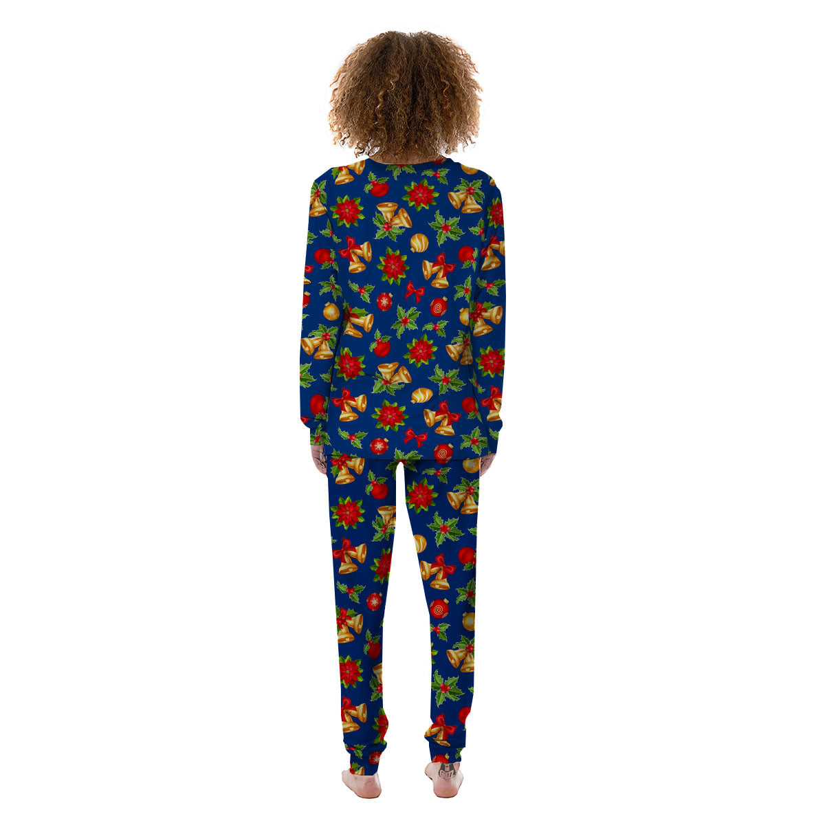Poinsettia Merry Christmas Print Pattern Women's Pajamas-grizzshop