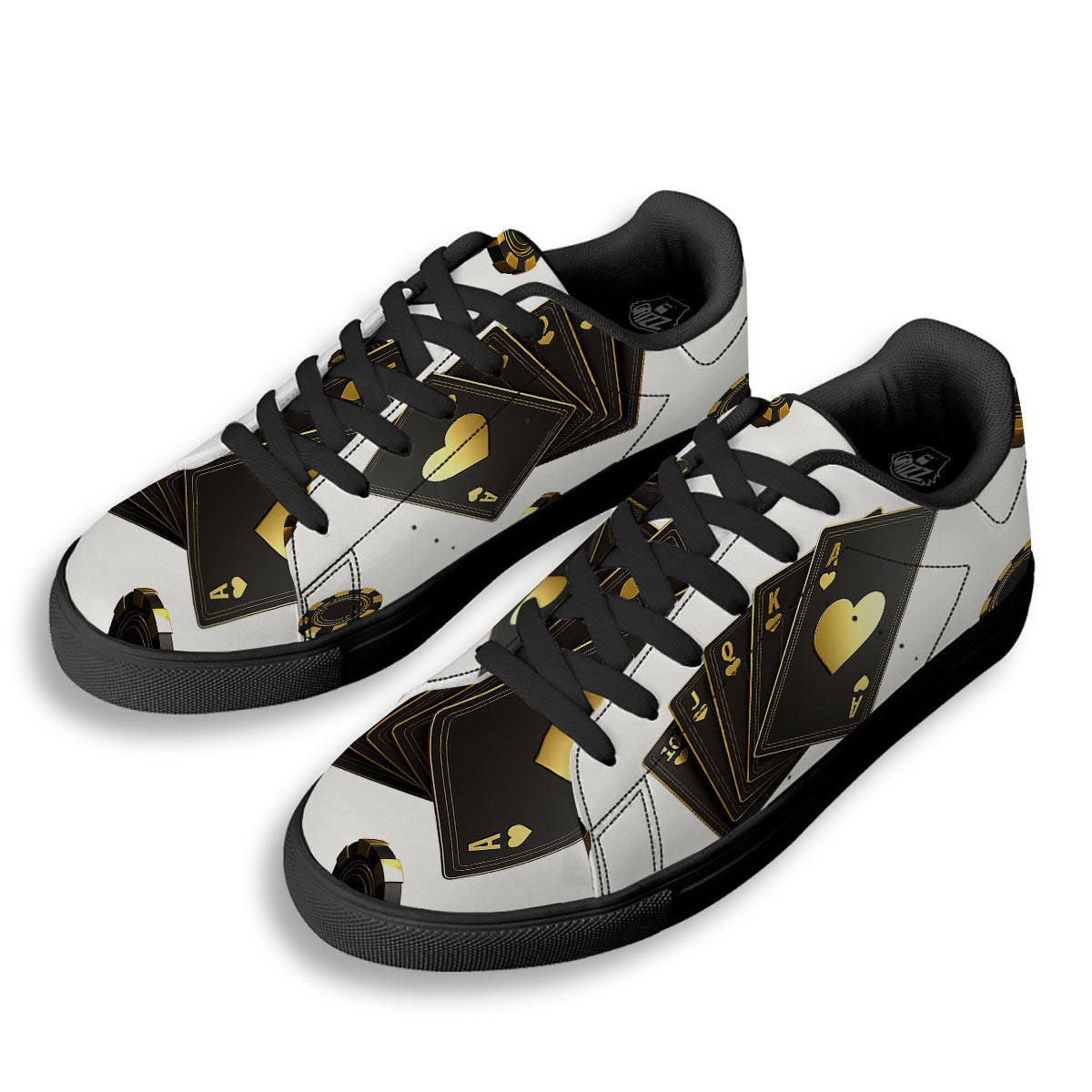 Poker Cards Print Black Low Top Sneakers-grizzshop