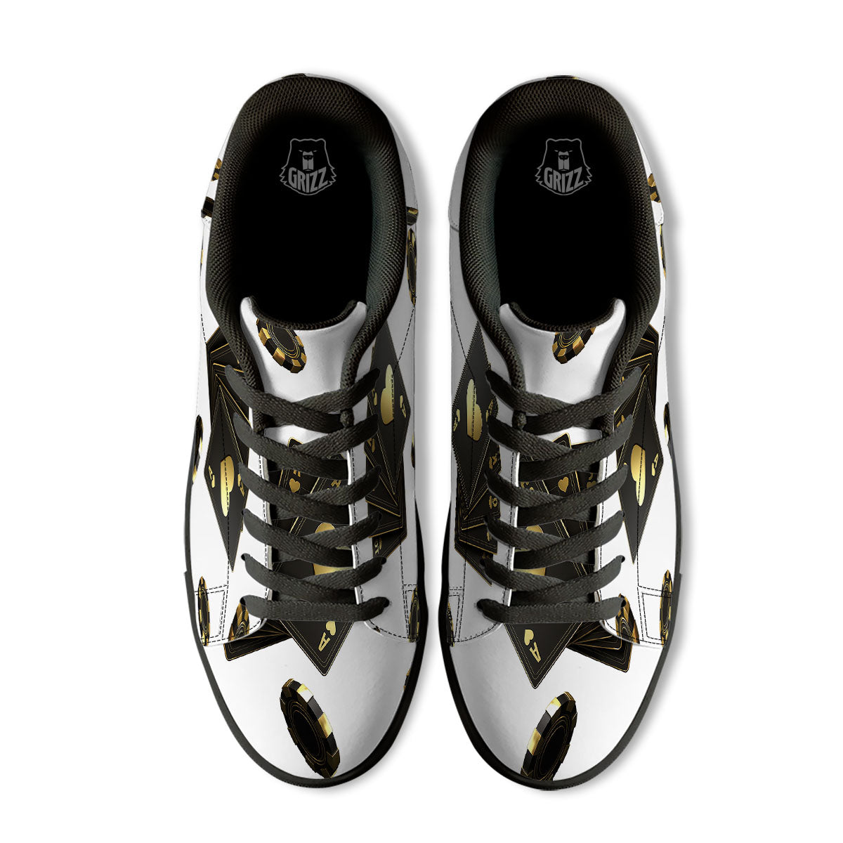 Poker Cards Print Black Low Top Sneakers-grizzshop