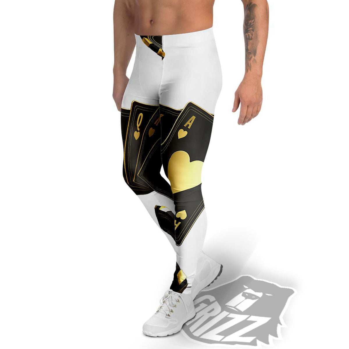 Poker Cards Print Men's Leggings-grizzshop