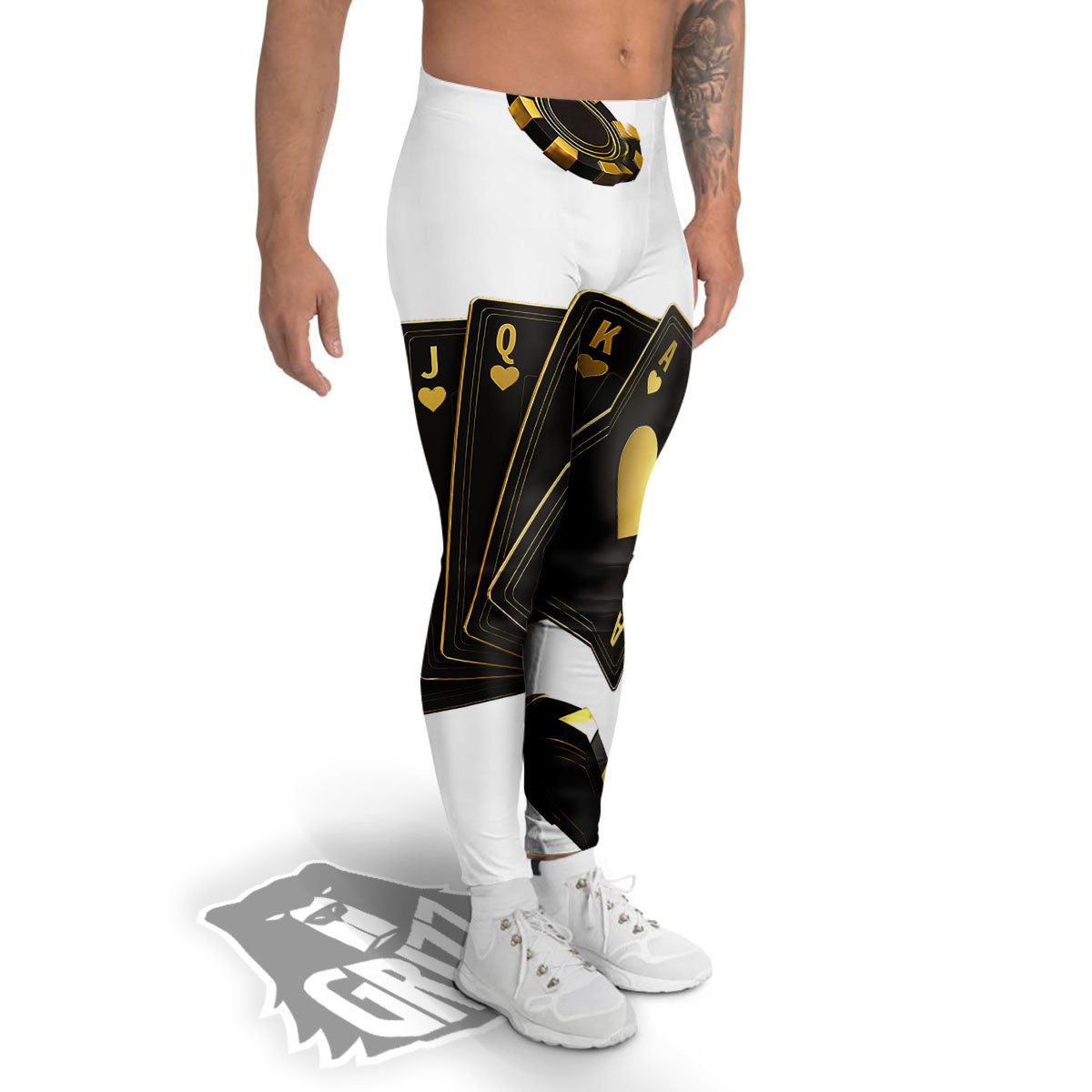 Poker Cards Print Men's Leggings-grizzshop