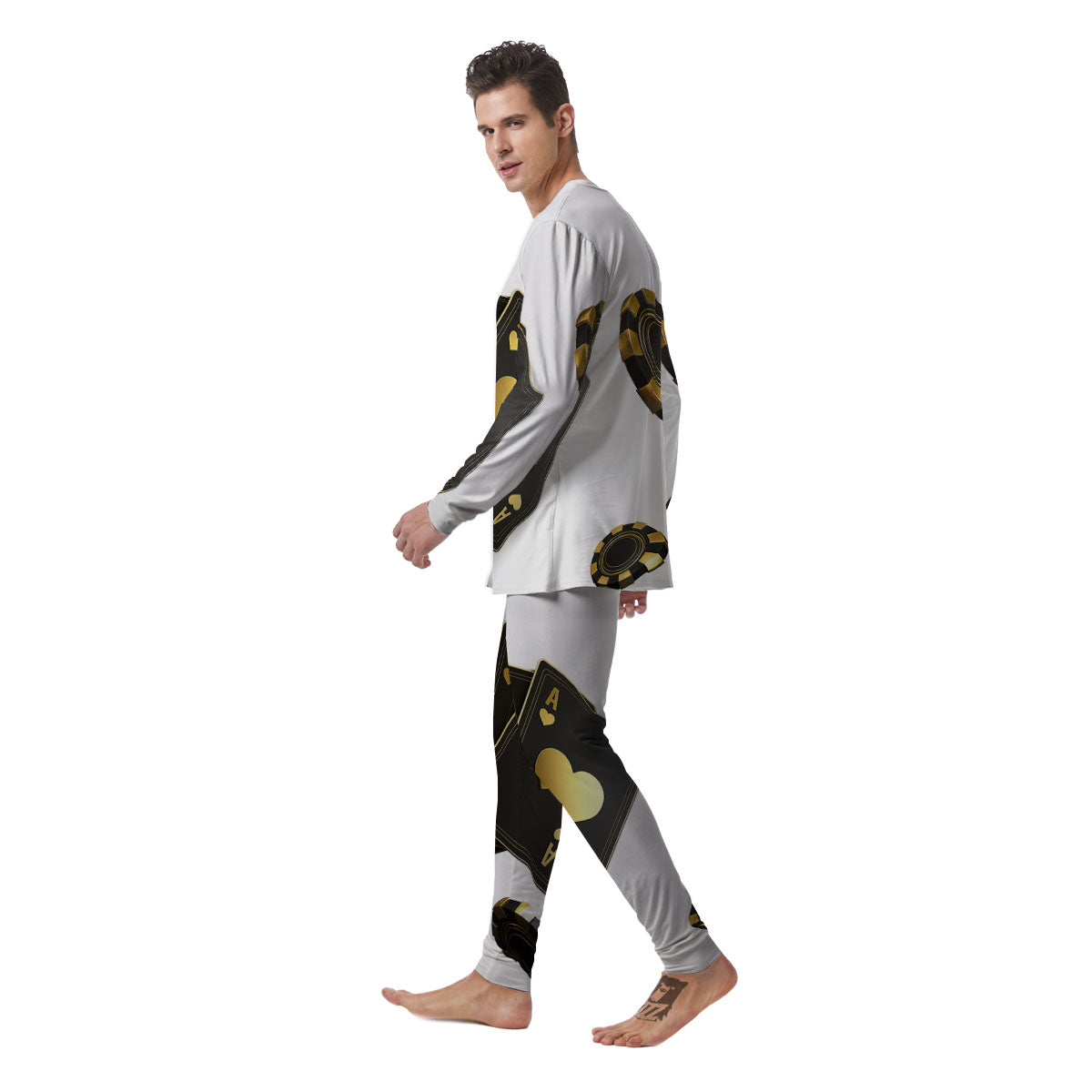 Poker Cards Print Men's Pajamas-grizzshop