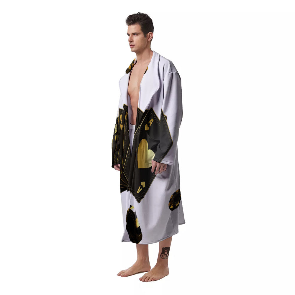 Poker Cards Print Men's Robe-grizzshop
