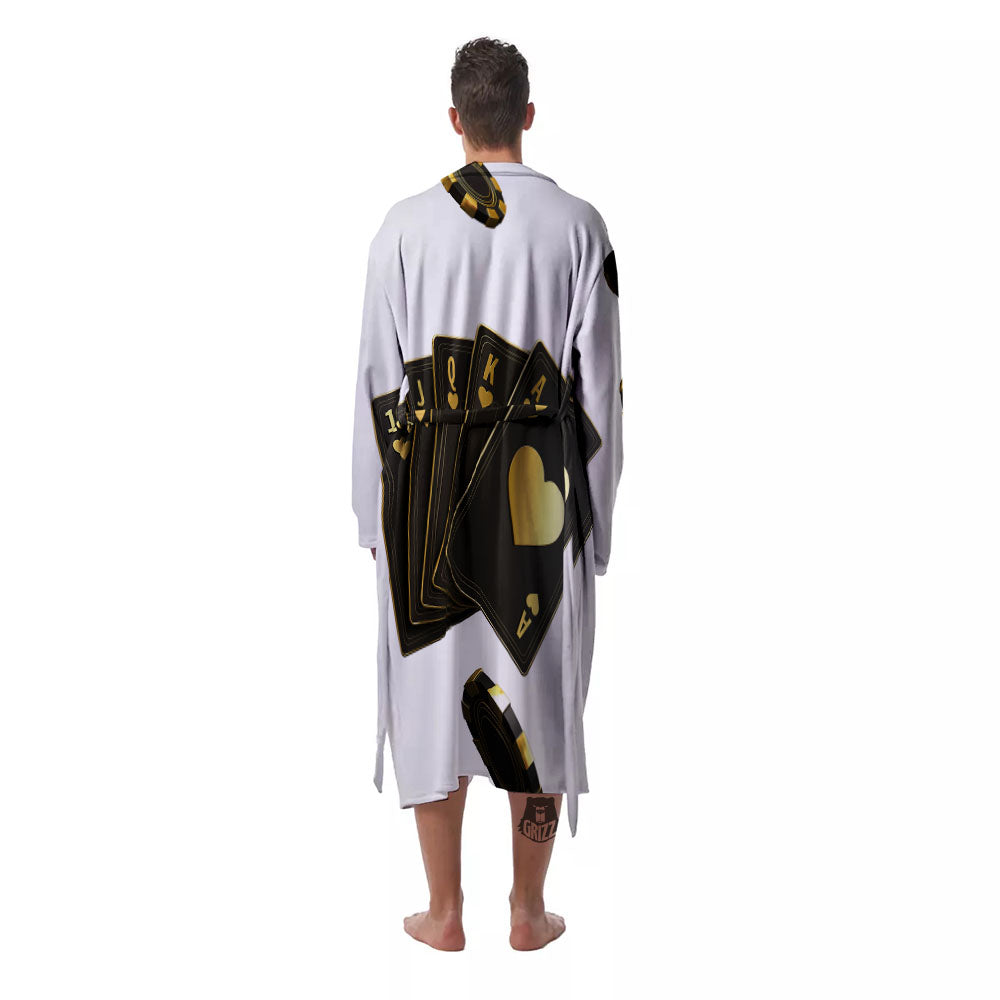 Poker Cards Print Men's Robe-grizzshop