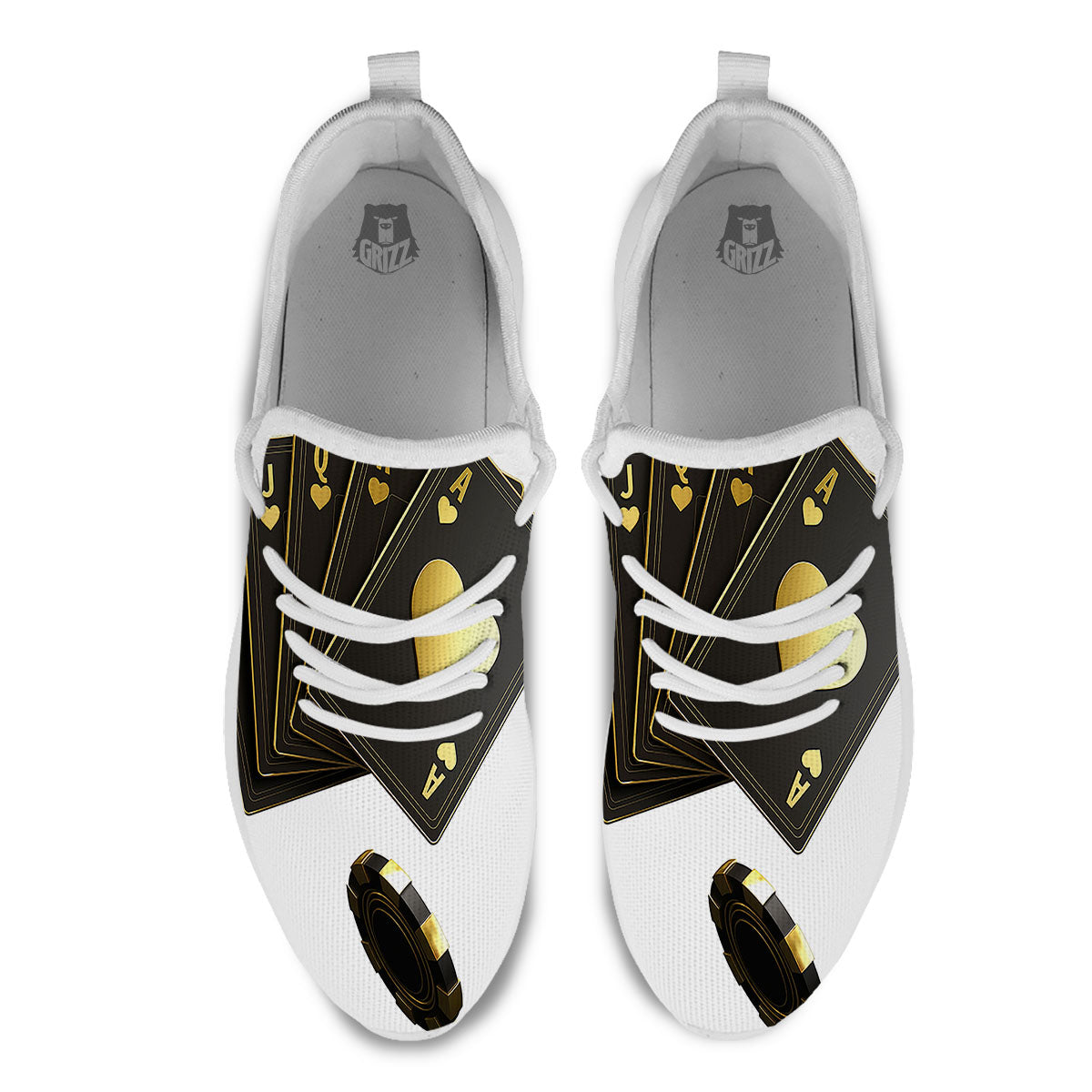 Poker Cards Print White Athletic Shoes-grizzshop