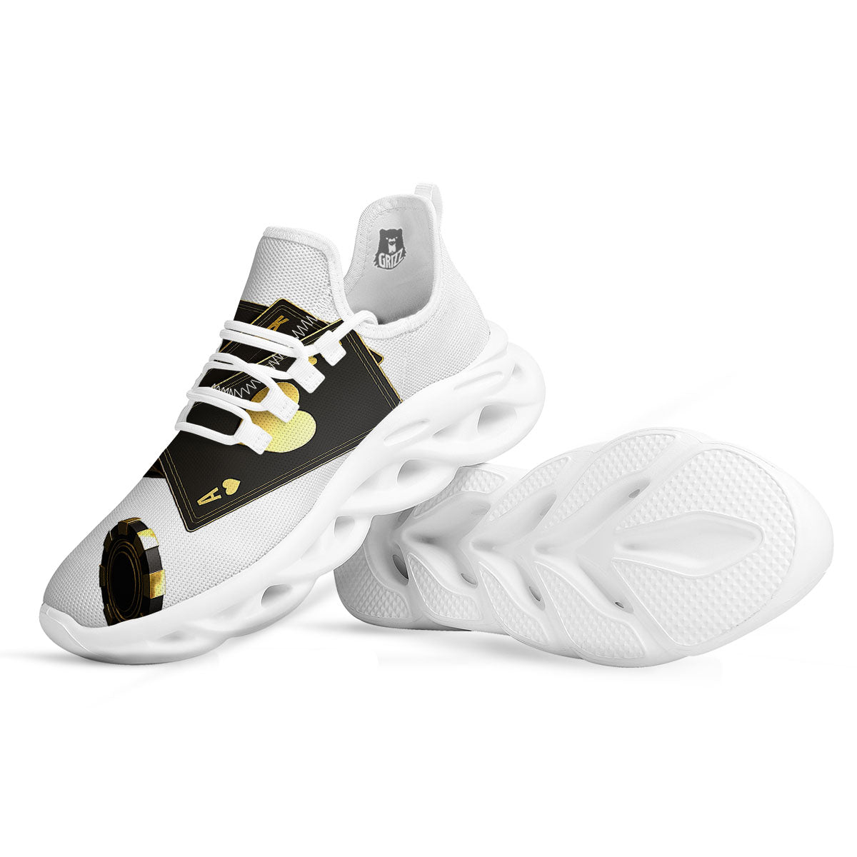 Poker Cards Print White Running Shoes-grizzshop