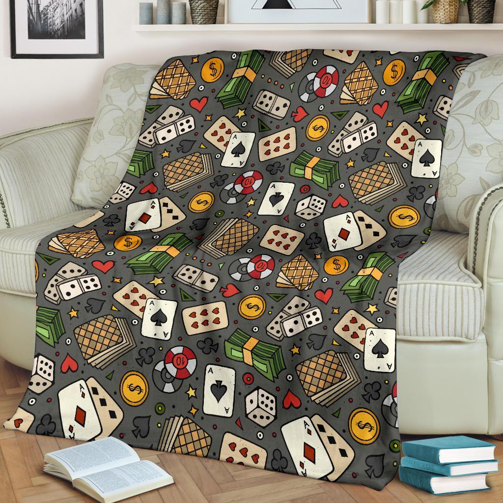 Poker Casino Pattern Print Blanket-grizzshop