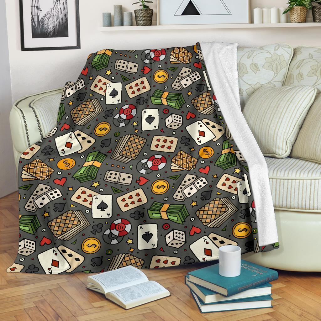 Poker Casino Pattern Print Blanket-grizzshop