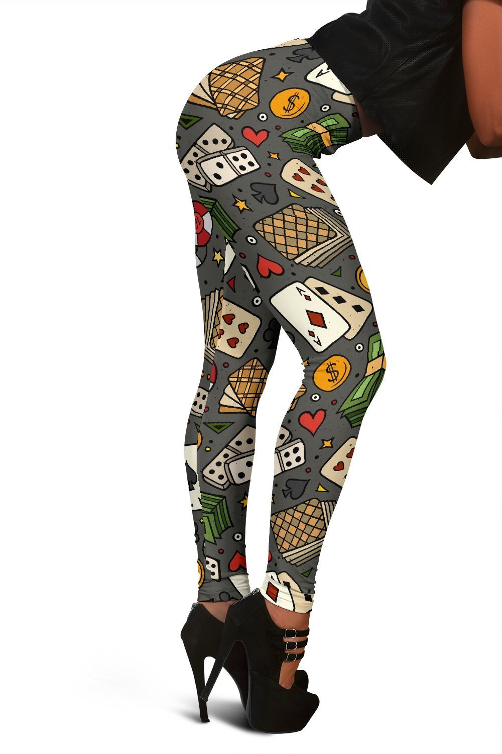 Poker Casino Pattern Print Women Leggings-grizzshop