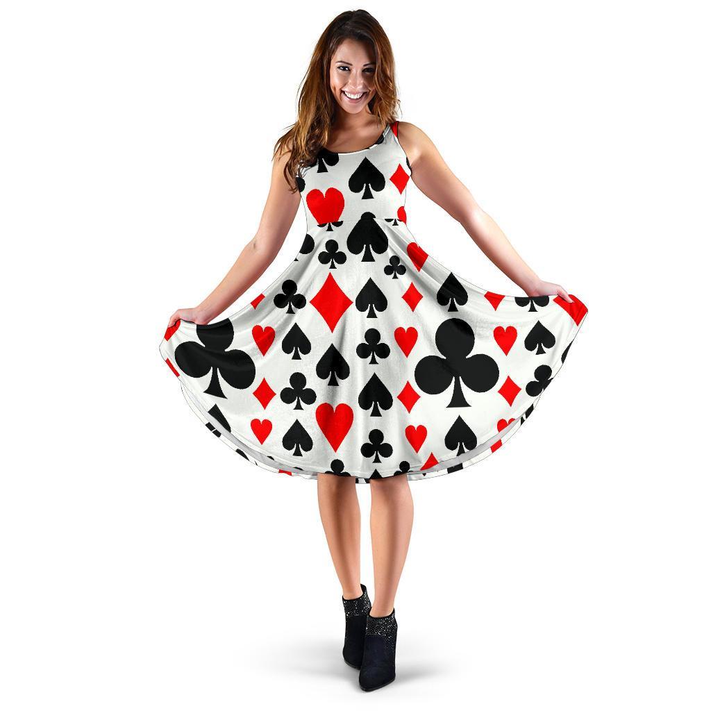 Poker Casino Playing Card Pattern Print Dress
