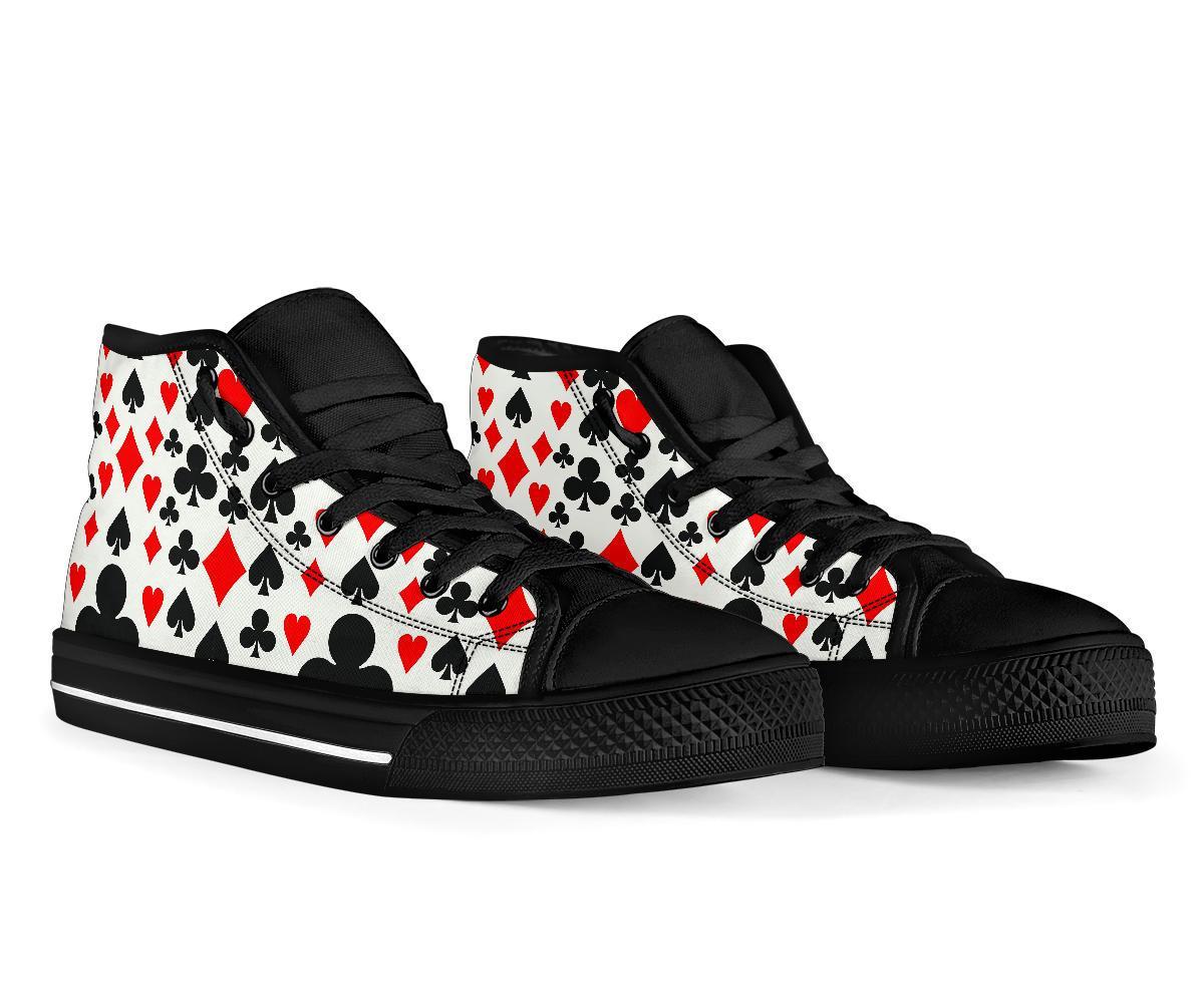 Poker Casino Playing Card Pattern Print Men Women's High Top Shoes-grizzshop