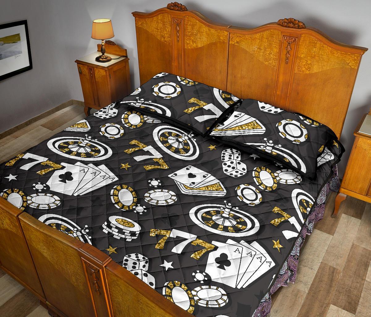 Poker Casino Print Pattern Bed Set Quilt-grizzshop