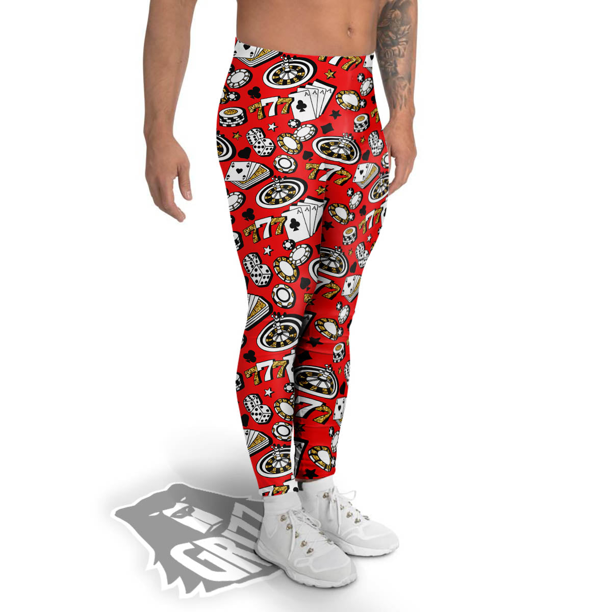 Poker Casino Print Pattern Men's Leggings-grizzshop