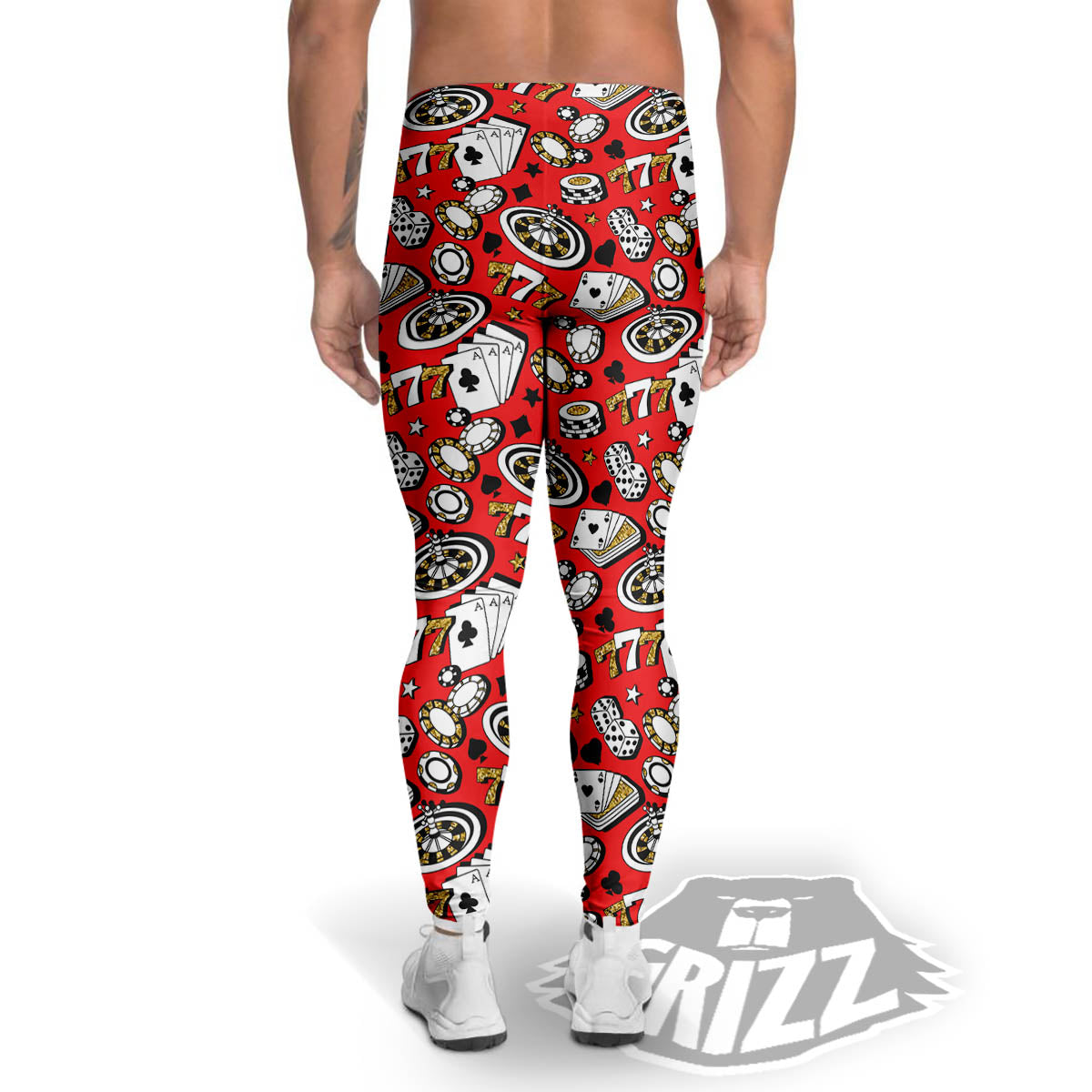Poker Casino Print Pattern Men's Leggings-grizzshop