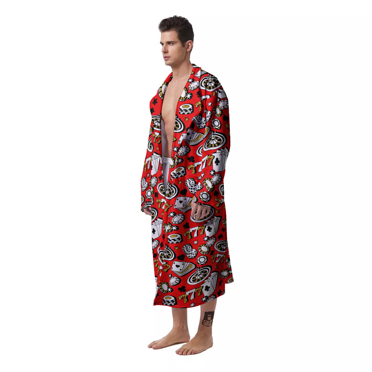 Poker Casino Print Pattern Men's Robe-grizzshop