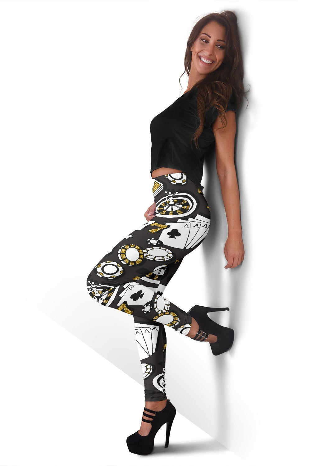 Poker Casino Print Pattern Women Leggings-grizzshop