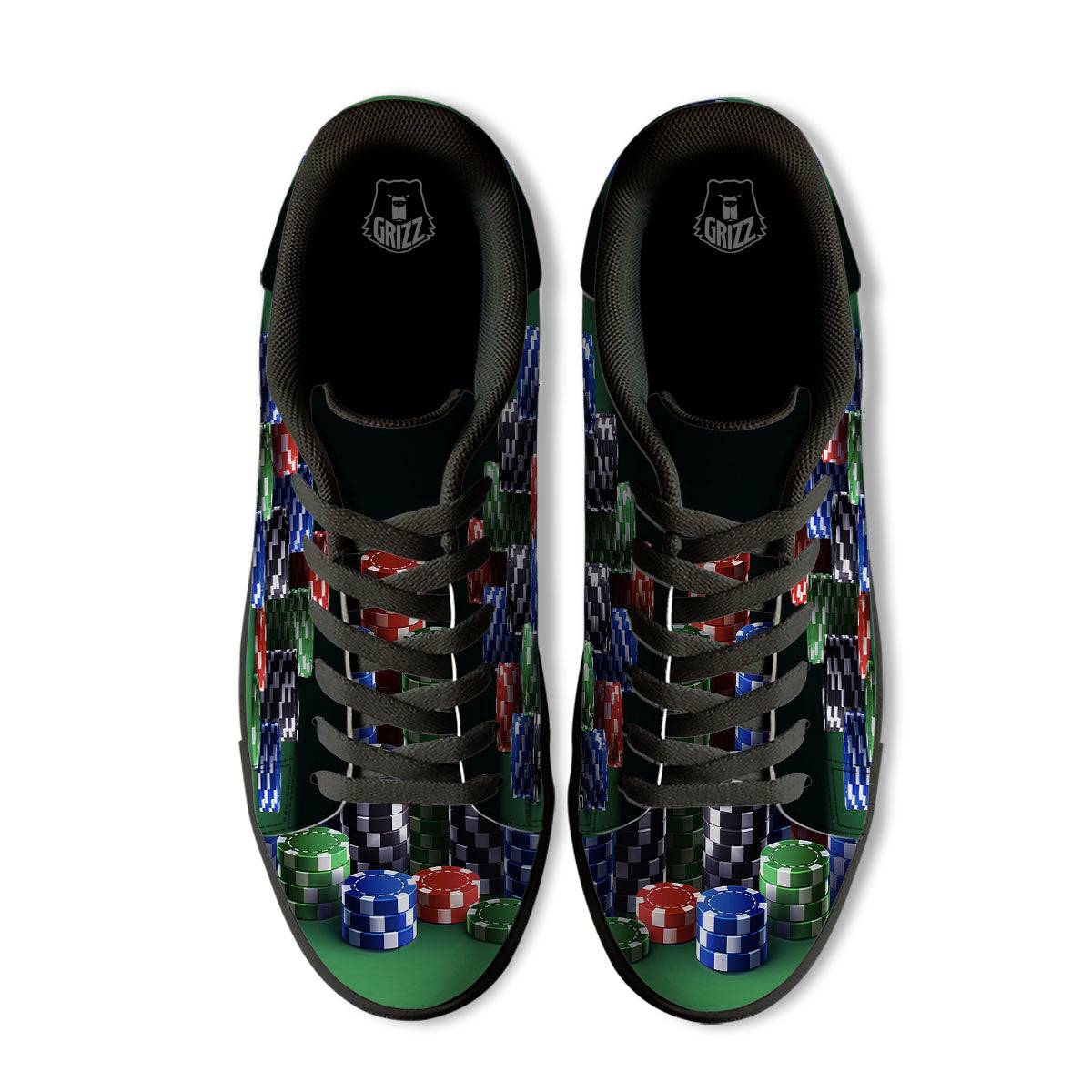 Poker Chips Print Black Low Top Sneakers-grizzshop