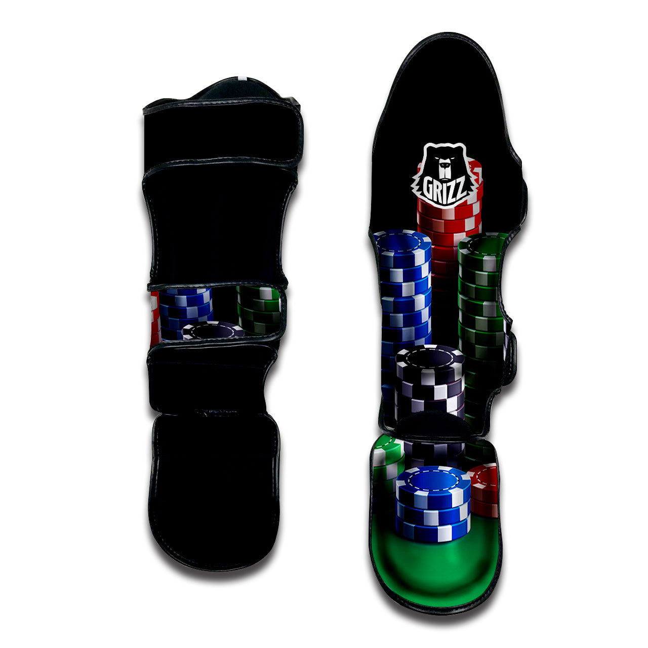 Poker Chips Print Muay Thai Shin Guards-grizzshop