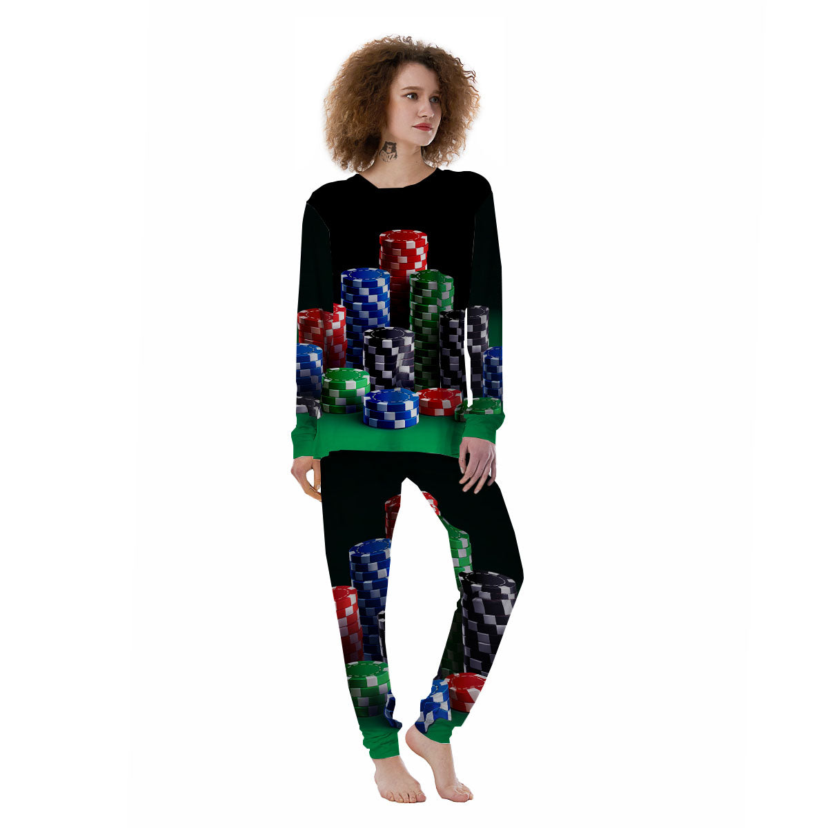 Poker Chips Print Women's Pajamas-grizzshop
