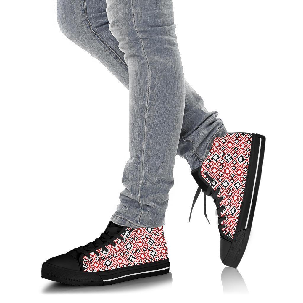 Poker Playing Card Casino Pattern Print Men Women's High Top Shoes-grizzshop