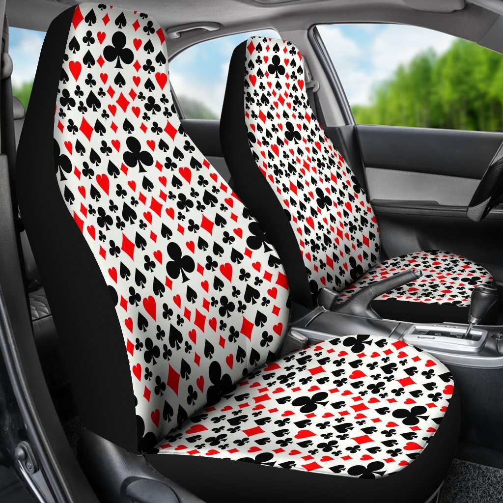 Poker Casino Playing Card Pattern Print Universal Fit Car Seat Cover-grizzshop