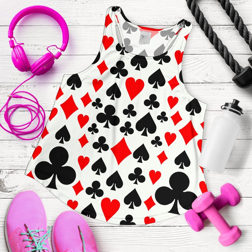 Poker Casino Playing Card Pattern Print Women's Racerback Tank Tops-grizzshop