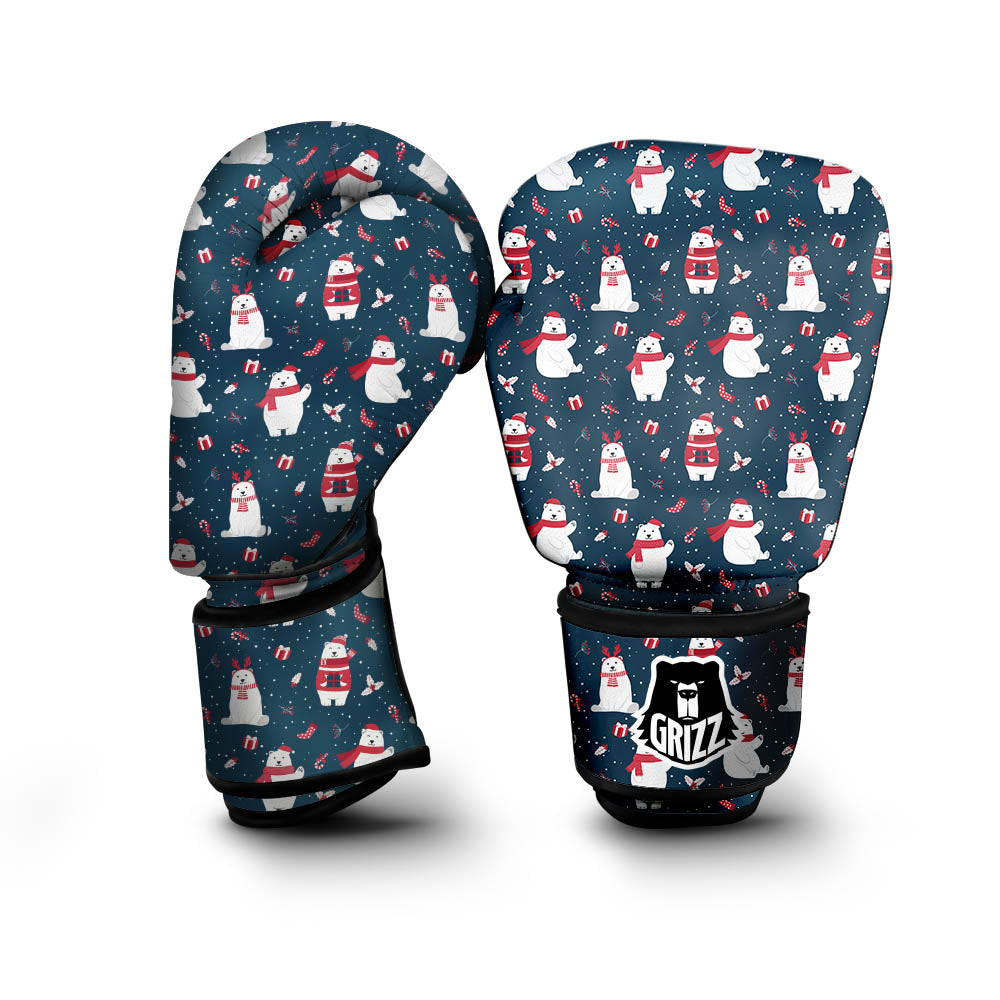 Polar Bear Christmas Print Pattern Boxing Gloves-grizzshop