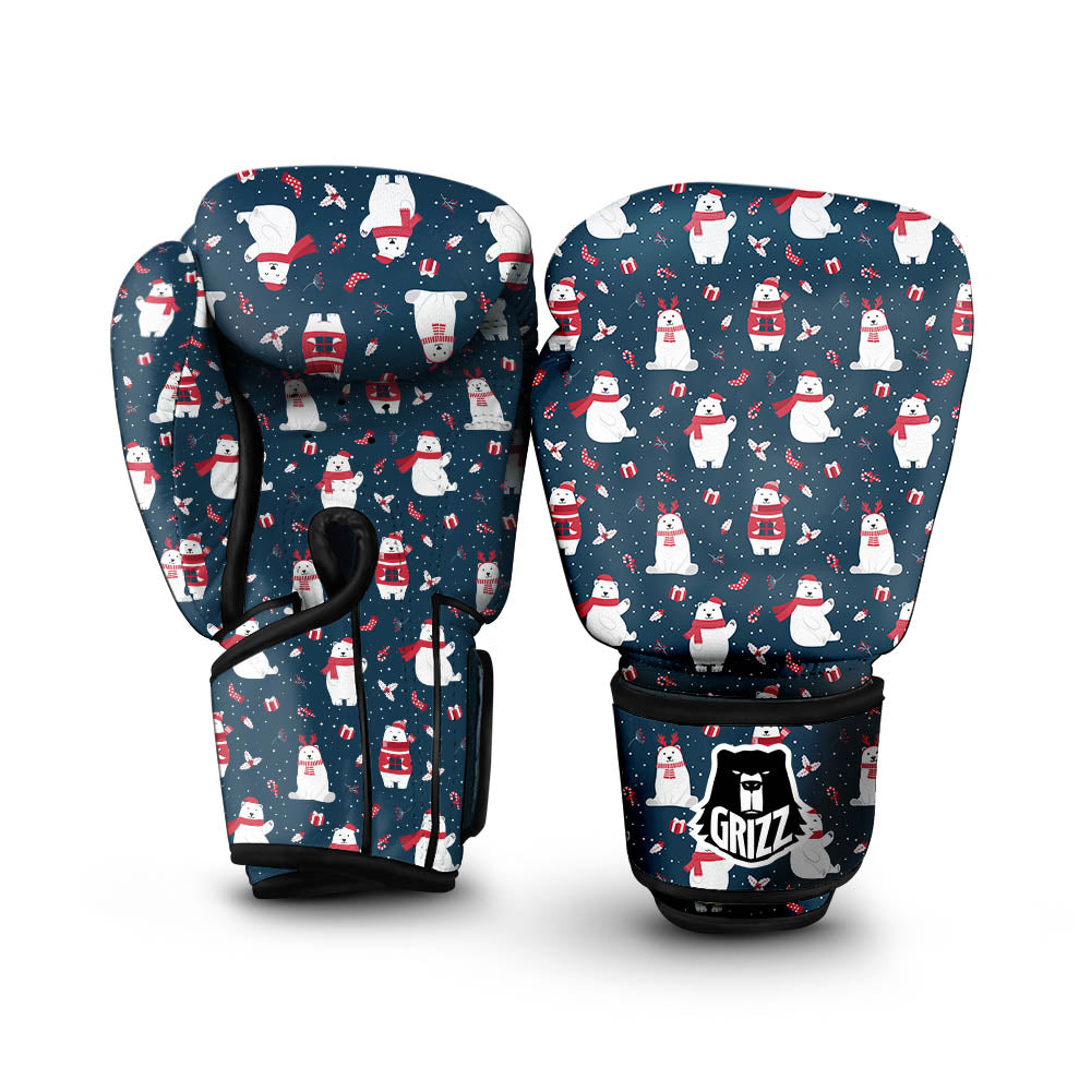Polar Bear Christmas Print Pattern Boxing Gloves-grizzshop