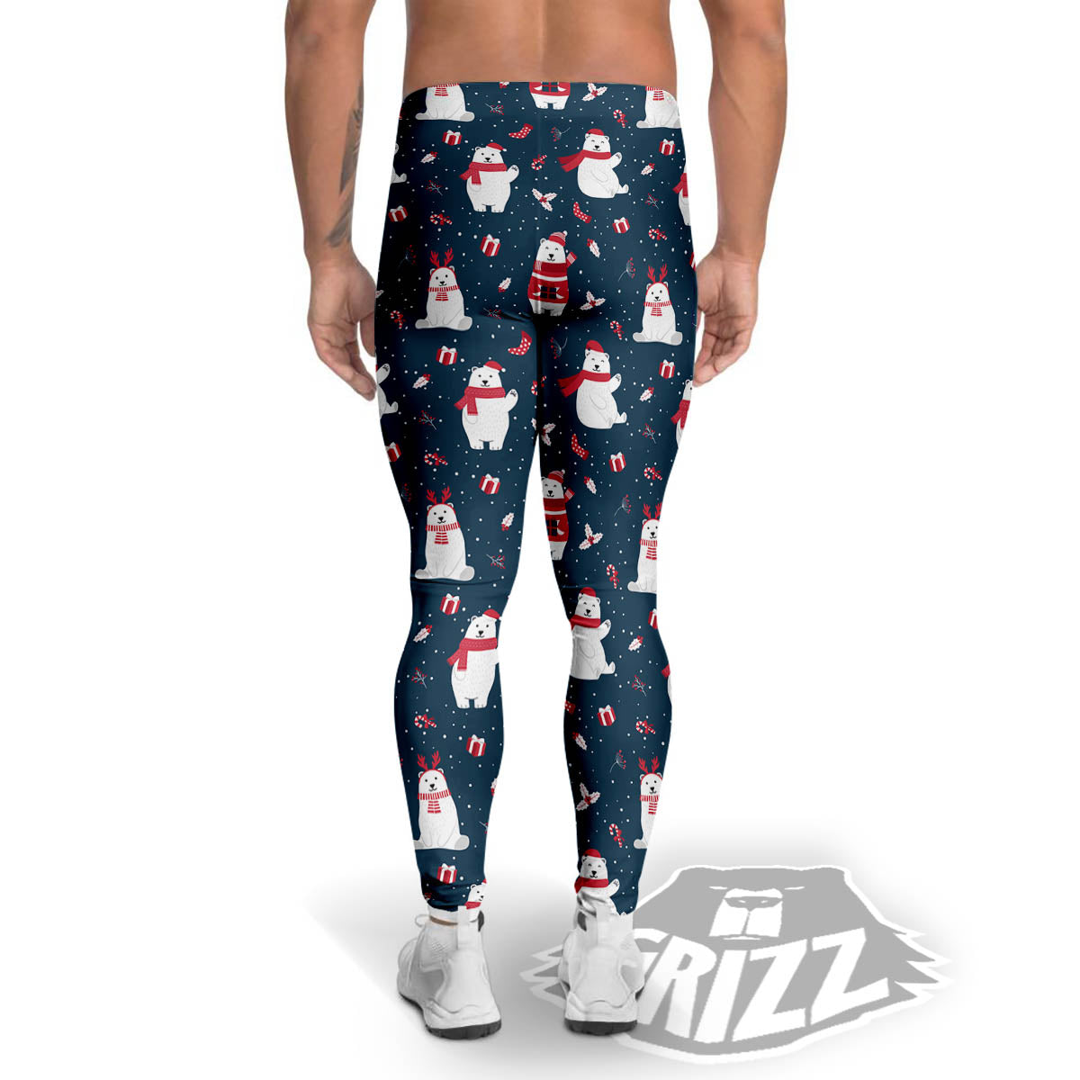 Polar Bear Christmas Print Pattern Men's Leggings-grizzshop
