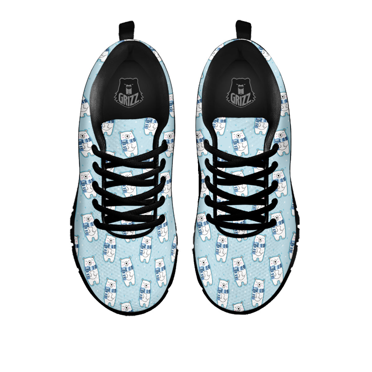 Polar Bear Cute Print Pattern Black Sneaker-grizzshop