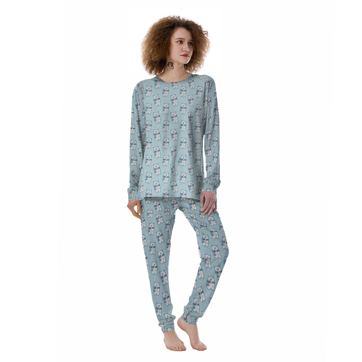 Polar Bear Cute Print Pattern Women's Pajamas-grizzshop