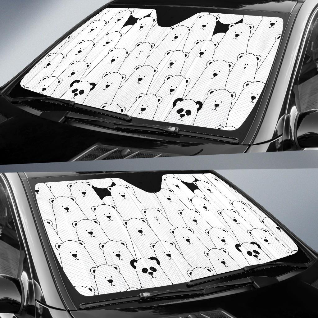 Polar Bear Panda Pattern Print Car Sun Shade-grizzshop