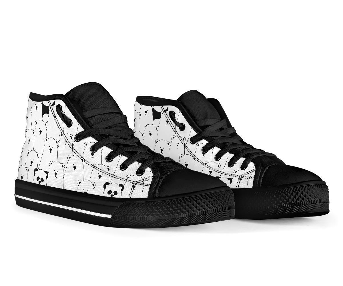 Polar Bear Panda Pattern Print Men Women's High Top Shoes-grizzshop