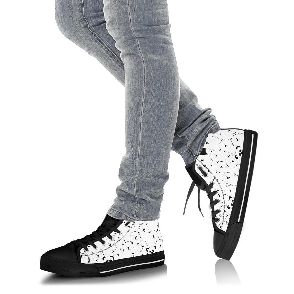 Polar Bear Panda Pattern Print Men Women's High Top Shoes-grizzshop