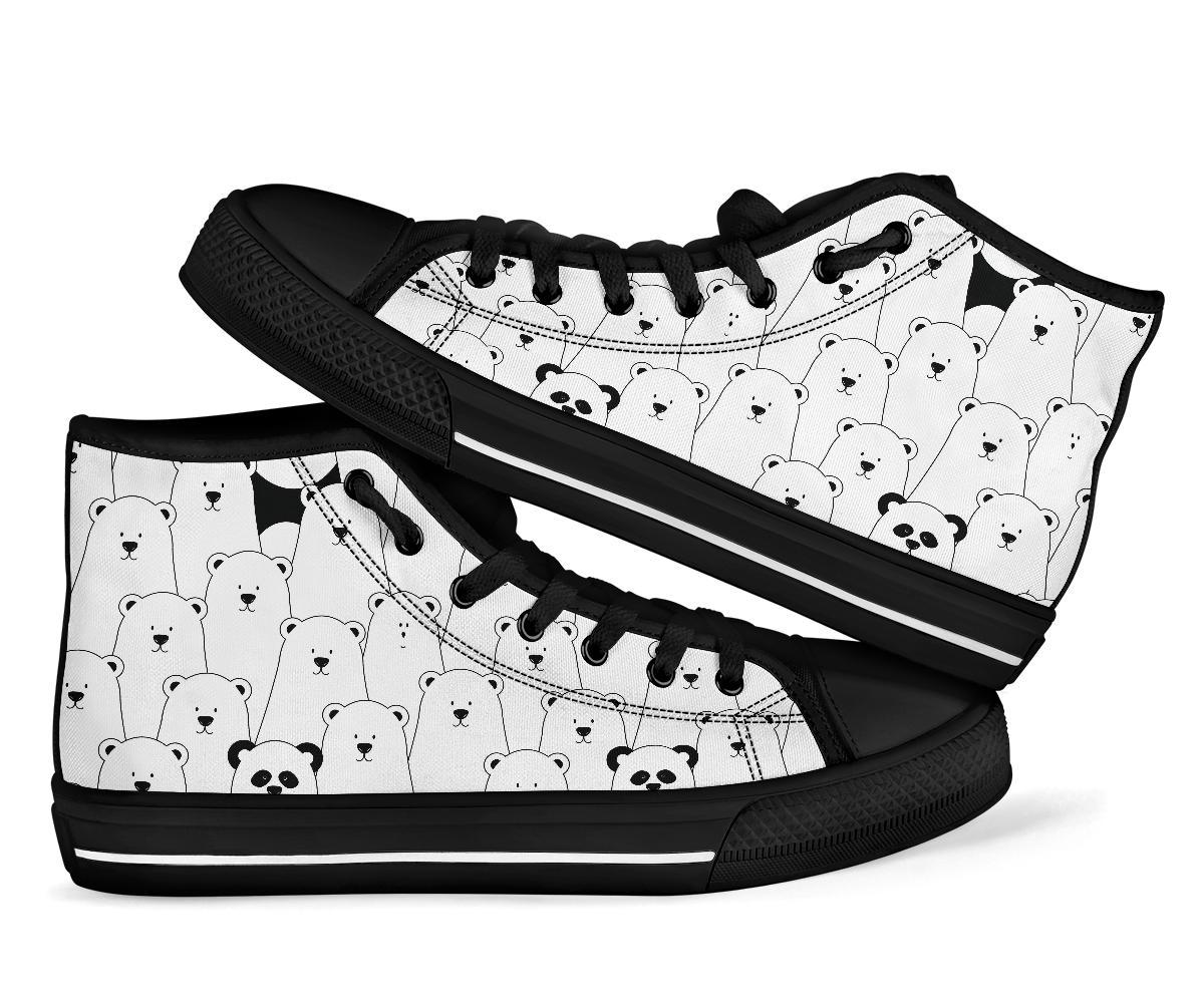 Polar Bear Panda Pattern Print Men Women's High Top Shoes-grizzshop