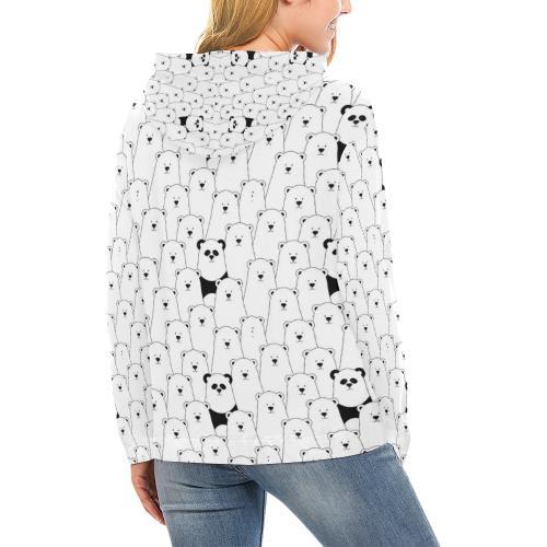 Polar Bear Panda Pattern Print Women Pullover Hoodie-grizzshop