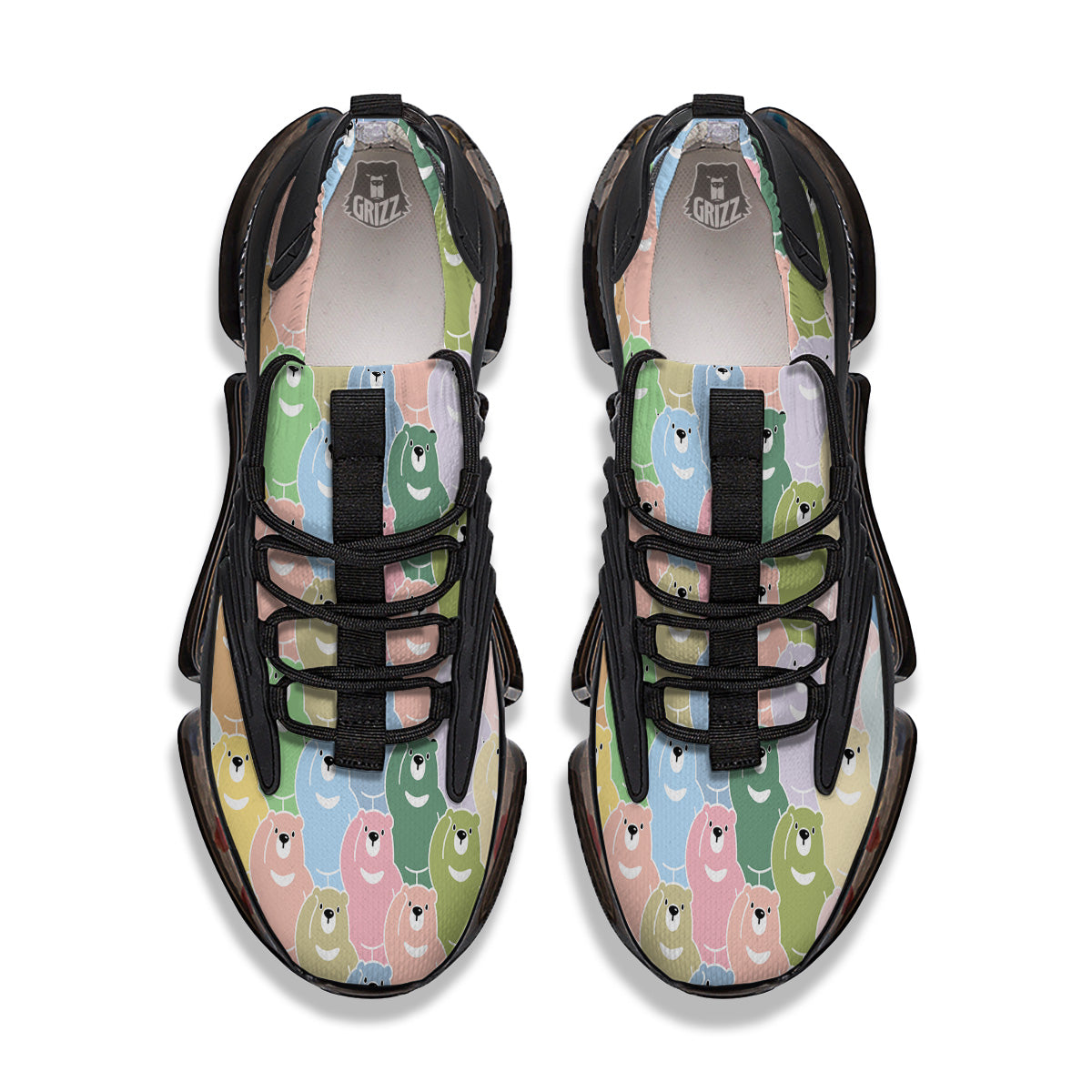 Polar Bear Pastel Print Pattern Black Gym Shoes-grizzshop
