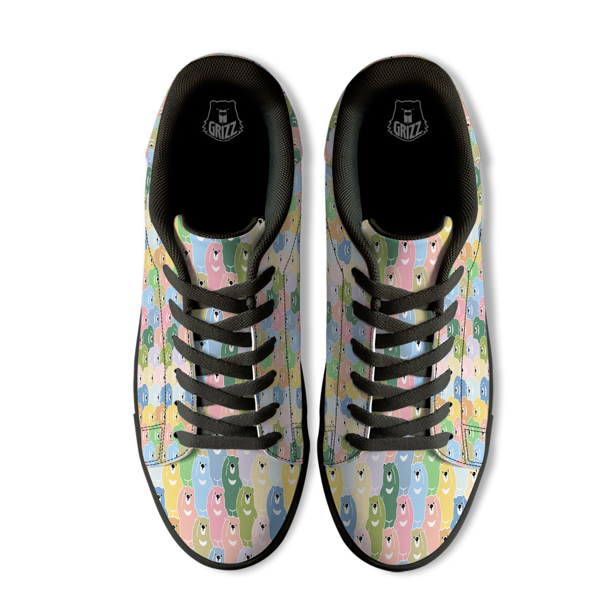 Polar Bear Pastel Print Pattern Black Low Top Sneakers-grizzshop