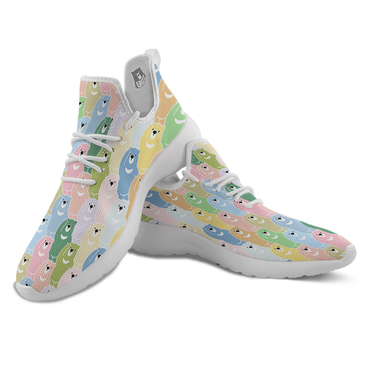 Polar Bear Pastel Print Pattern White Athletic Shoes-grizzshop