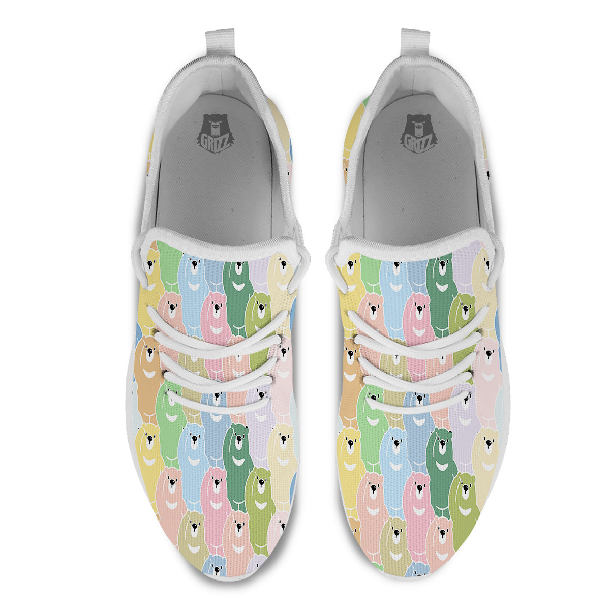 Polar Bear Pastel Print Pattern White Athletic Shoes-grizzshop