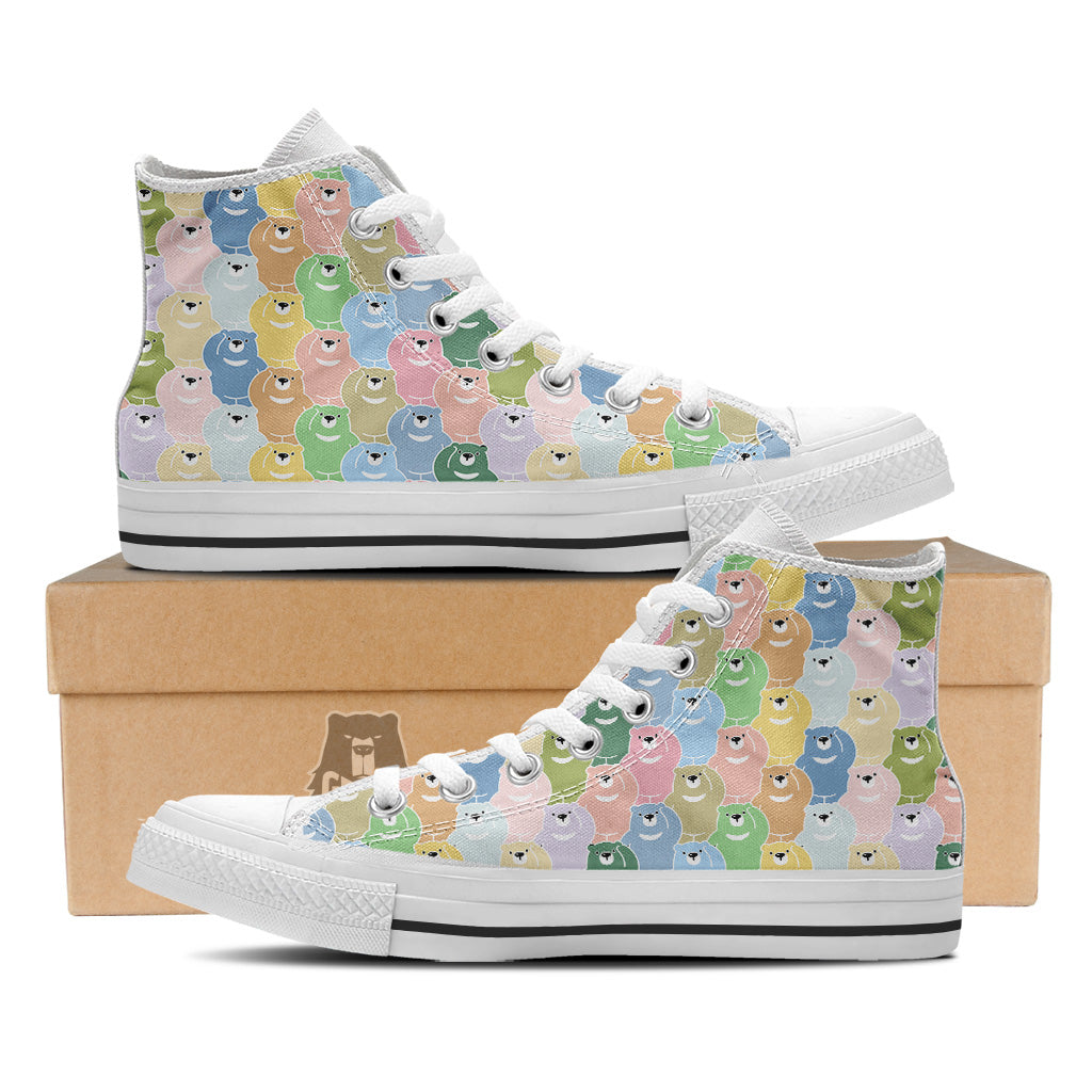 Polar Bear Pastel Print Pattern White High Top Shoes-grizzshop