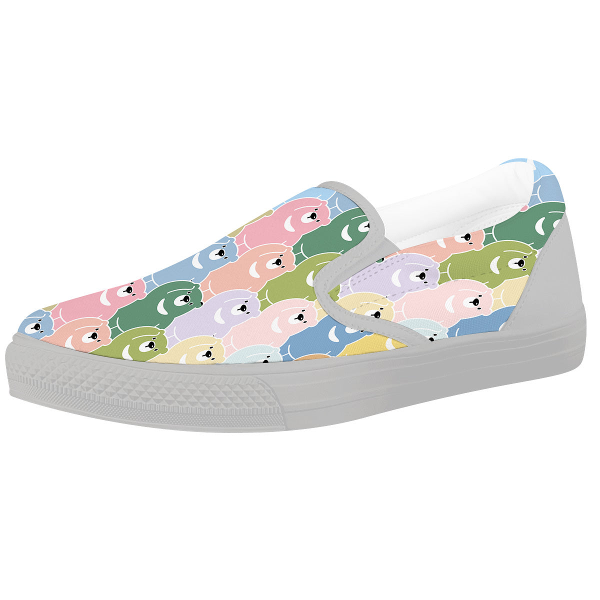 Polar Bear Pastel Print Pattern White Slip On Shoes-grizzshop
