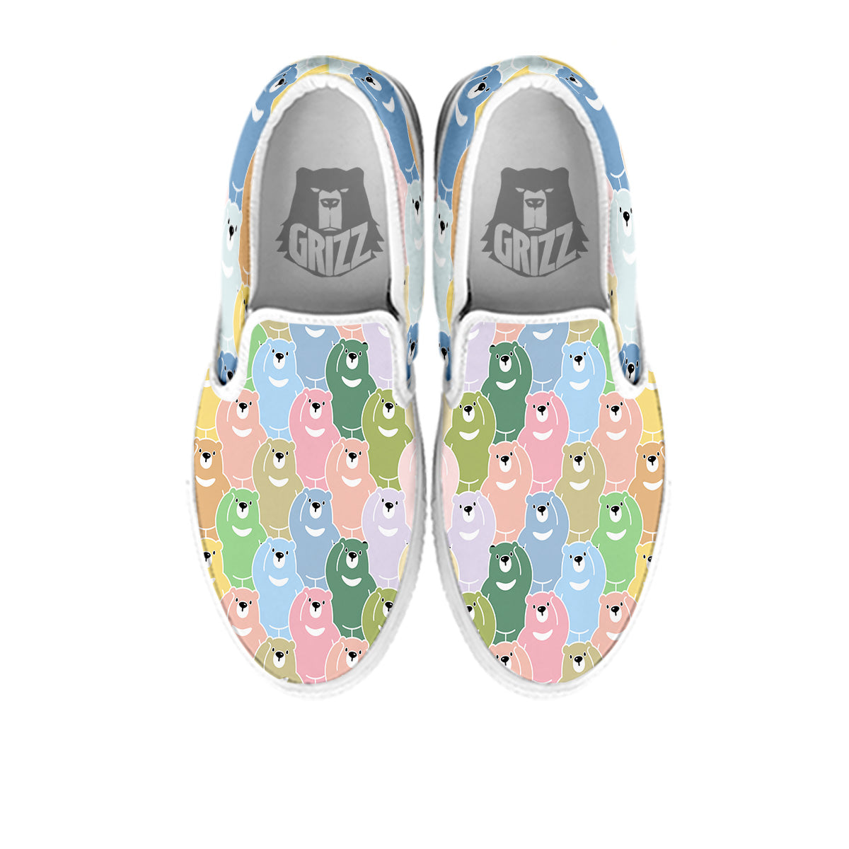 Polar Bear Pastel Print Pattern White Slip On Shoes-grizzshop