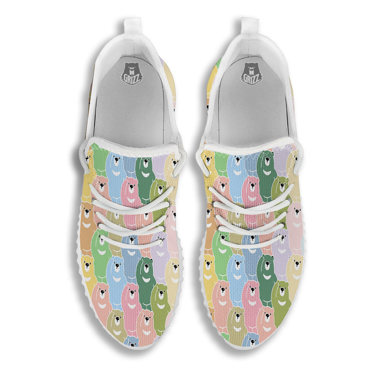 Polar Bear Pastel Print Pattern White Walking Shoes-grizzshop