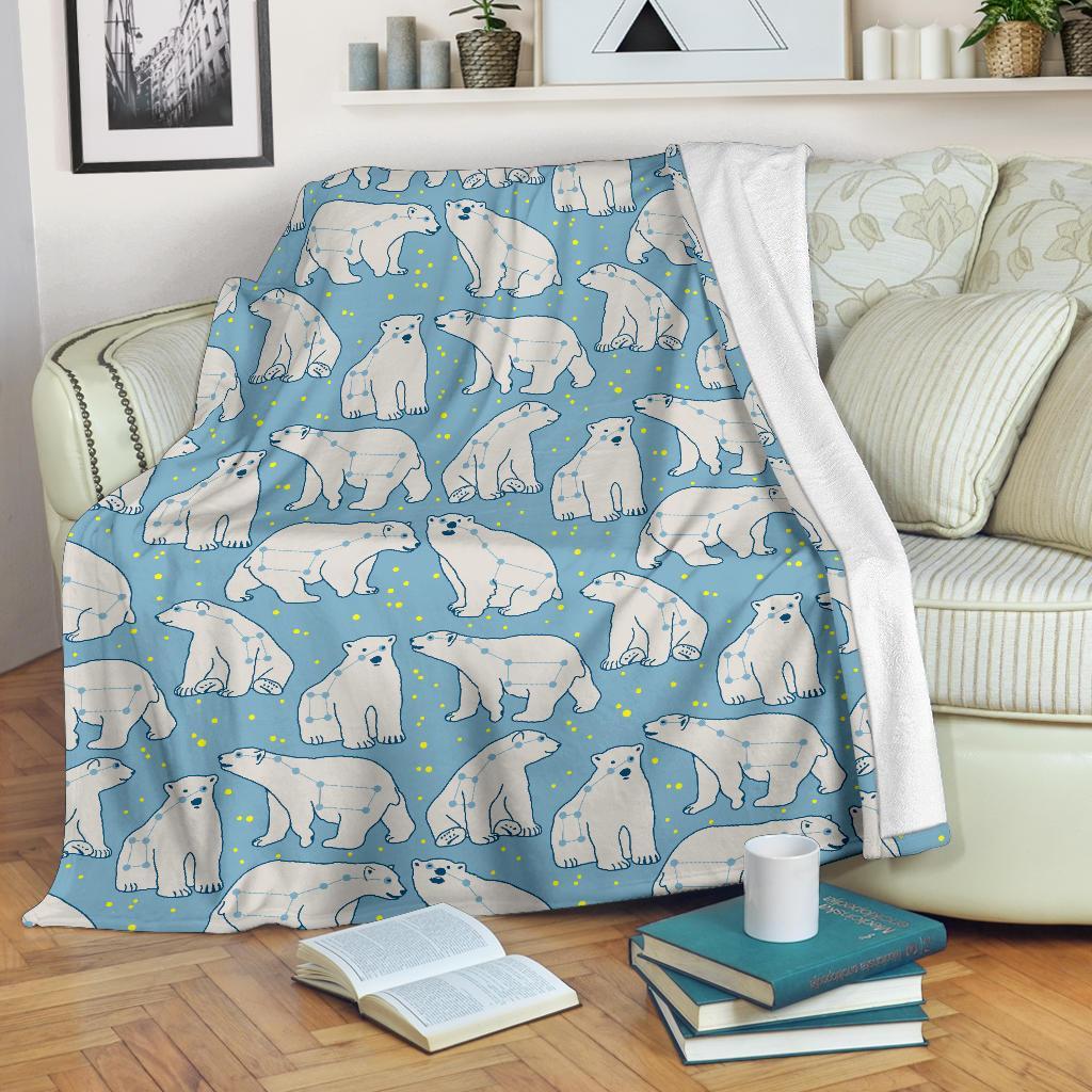 Polar Bear Pattern Print Blanket-grizzshop