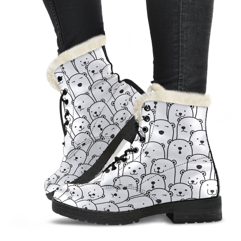 Polar Bear Print Pattern Comfy Winter Boots-grizzshop